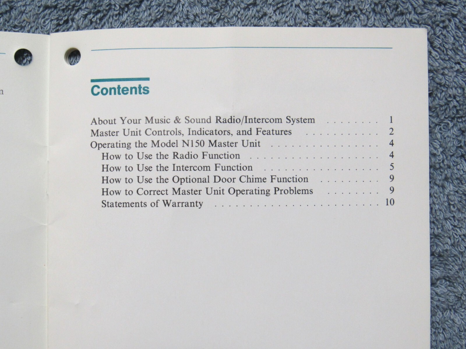 N150 Owner's Guide - Operating Instructions - Manual M&S Home Intercom