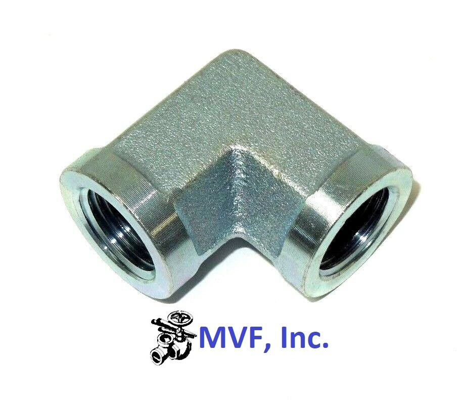 1/2" Female NPT x 3/8" Female NPT 90° Elbow Plated Steel Hydraulic 5504-08-06