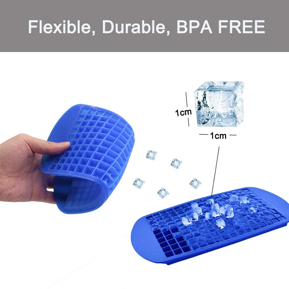 LeeYean Silicone Mini Ice Cube Trays 2 Pack, 160 ice cube trays, Blue