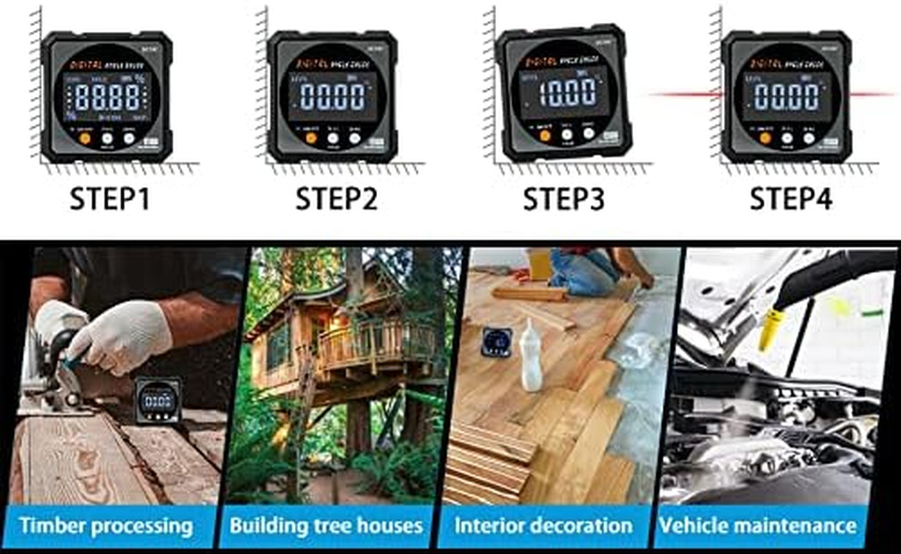 Digital Angle Finder with Electronic Laser - 4-Side Strong Magnetic Angle