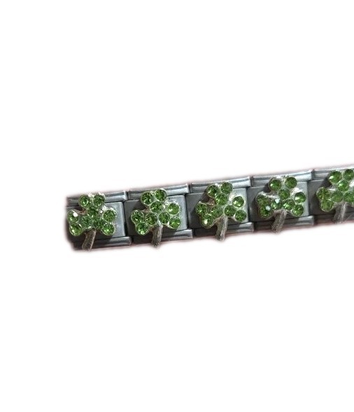 Clover Shamrock Italian Charms Crystal Set Of FOUR Stainless Steel 9mm