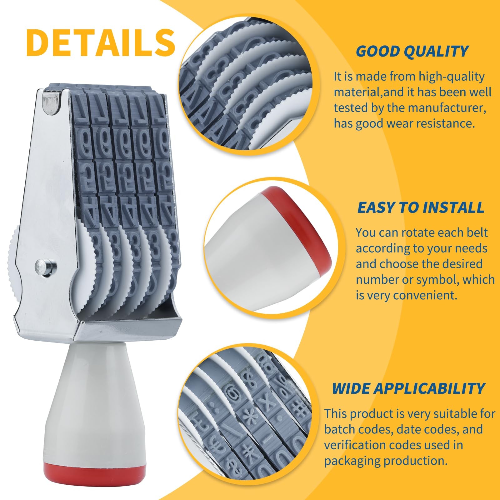 5 Digit Number Stamp by ,Rubber Changeable Office Date Stamp Rotating Adjusta