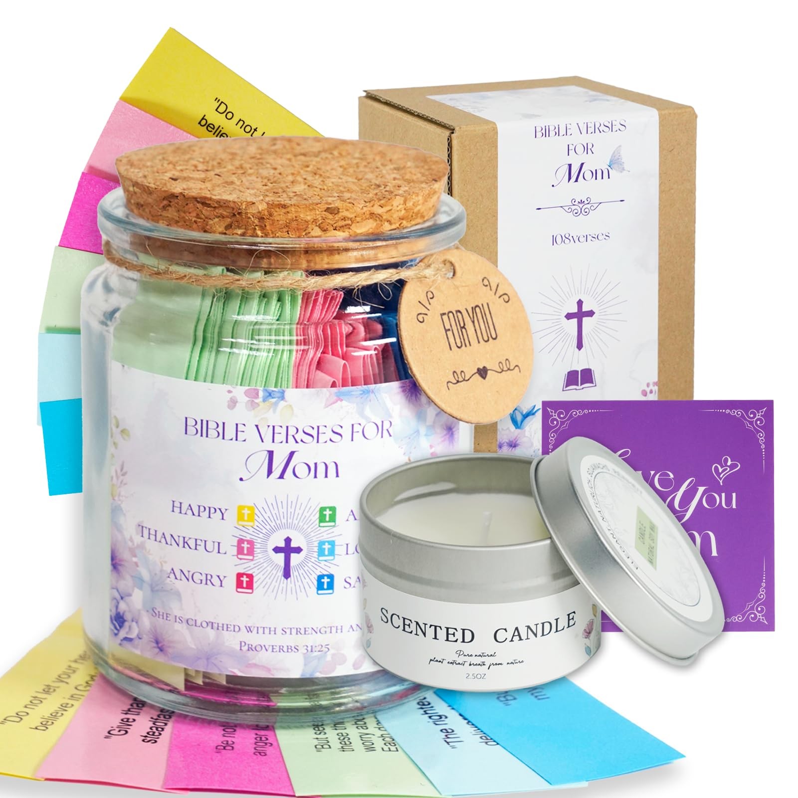 Bible Verse Jar Gifts For Mom, Christian 11.8 Ounces, Lily Purple