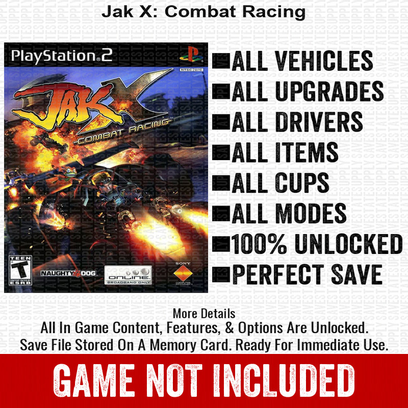 Jak X Combat Racing 100% PS2 Memory Card All CHEATS ITEMS