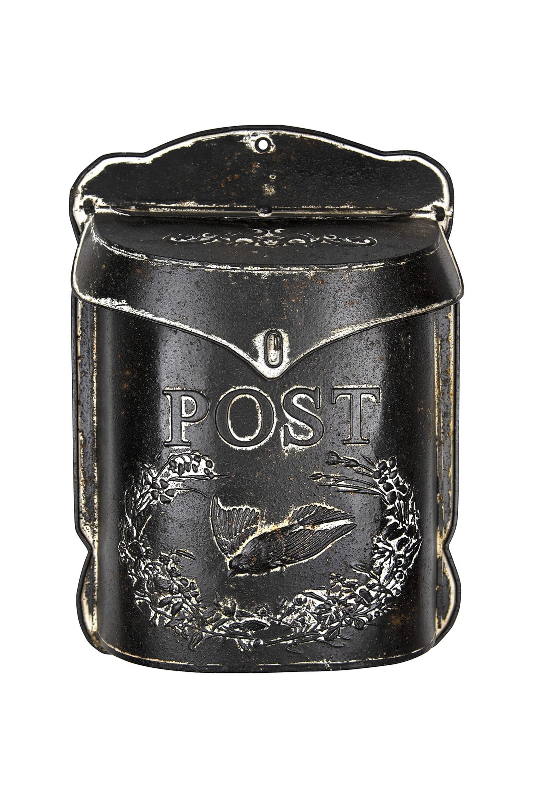 Black Embossed Tin Post Letter Box