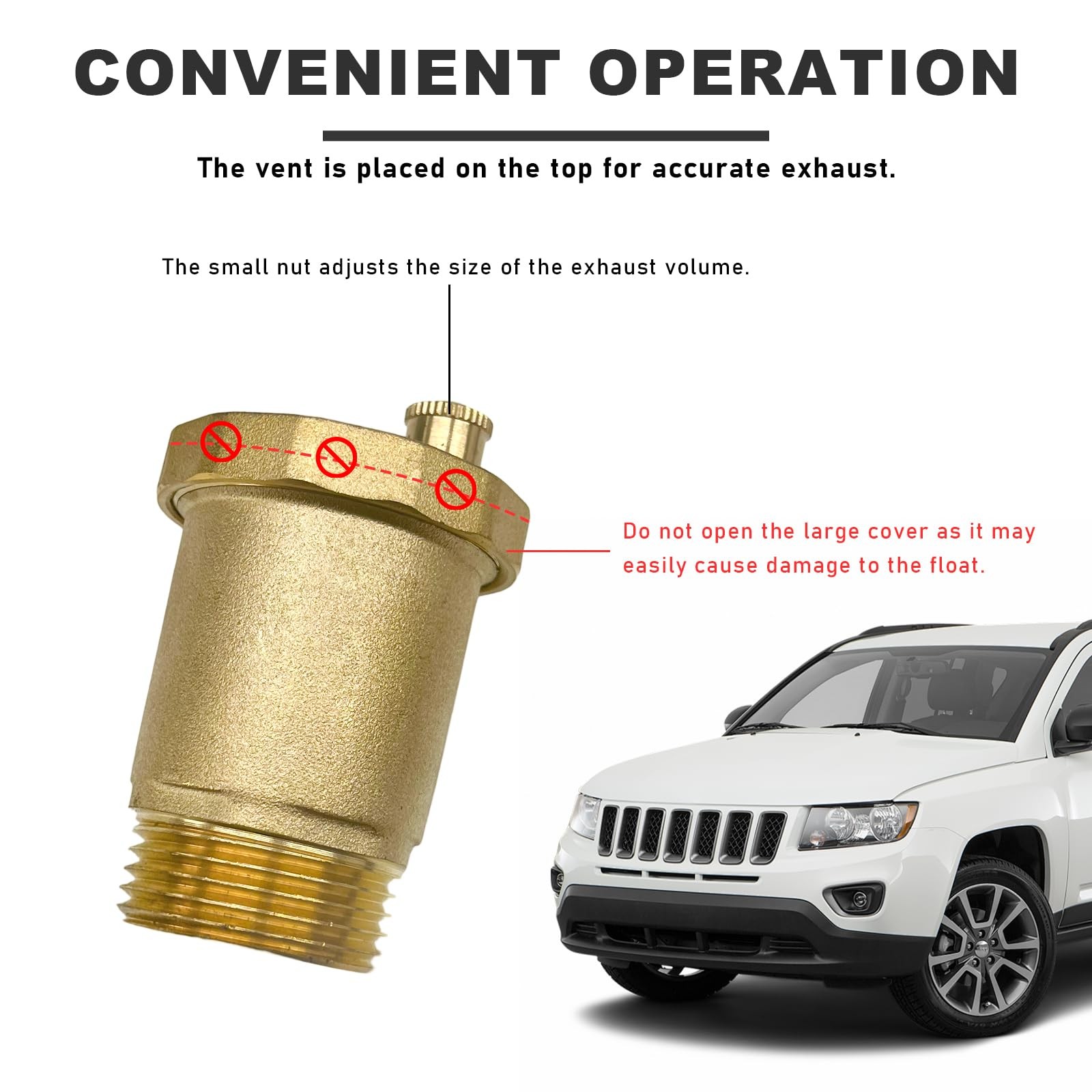 KVAEY Brass Automatic Float Valve, 1/2" Male NPT Thread Air Bleeder 1"