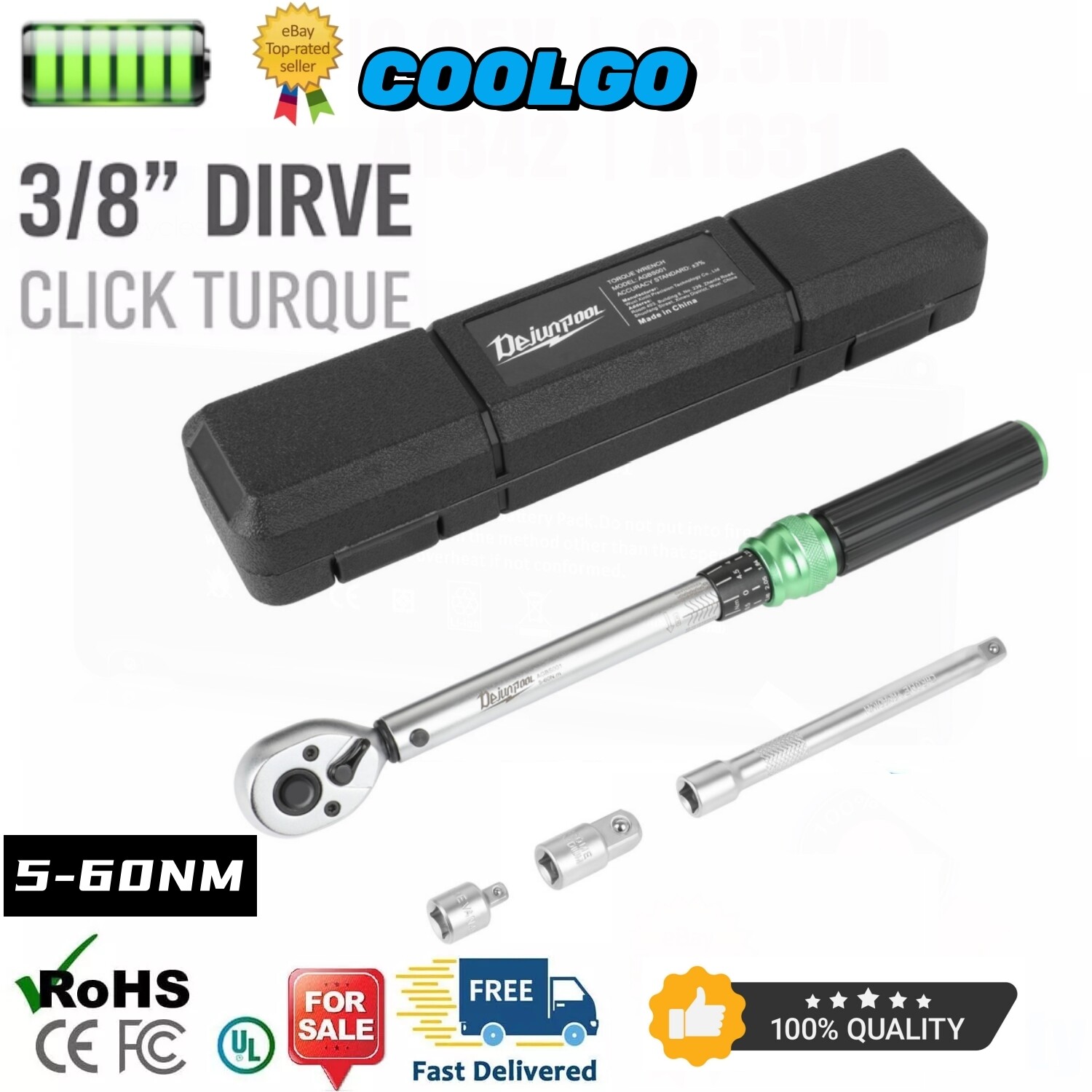 Digital/Mechanical Torque Wrench Adjustable 1/2'' 3/8" 1/4'' Drive & Sockets
