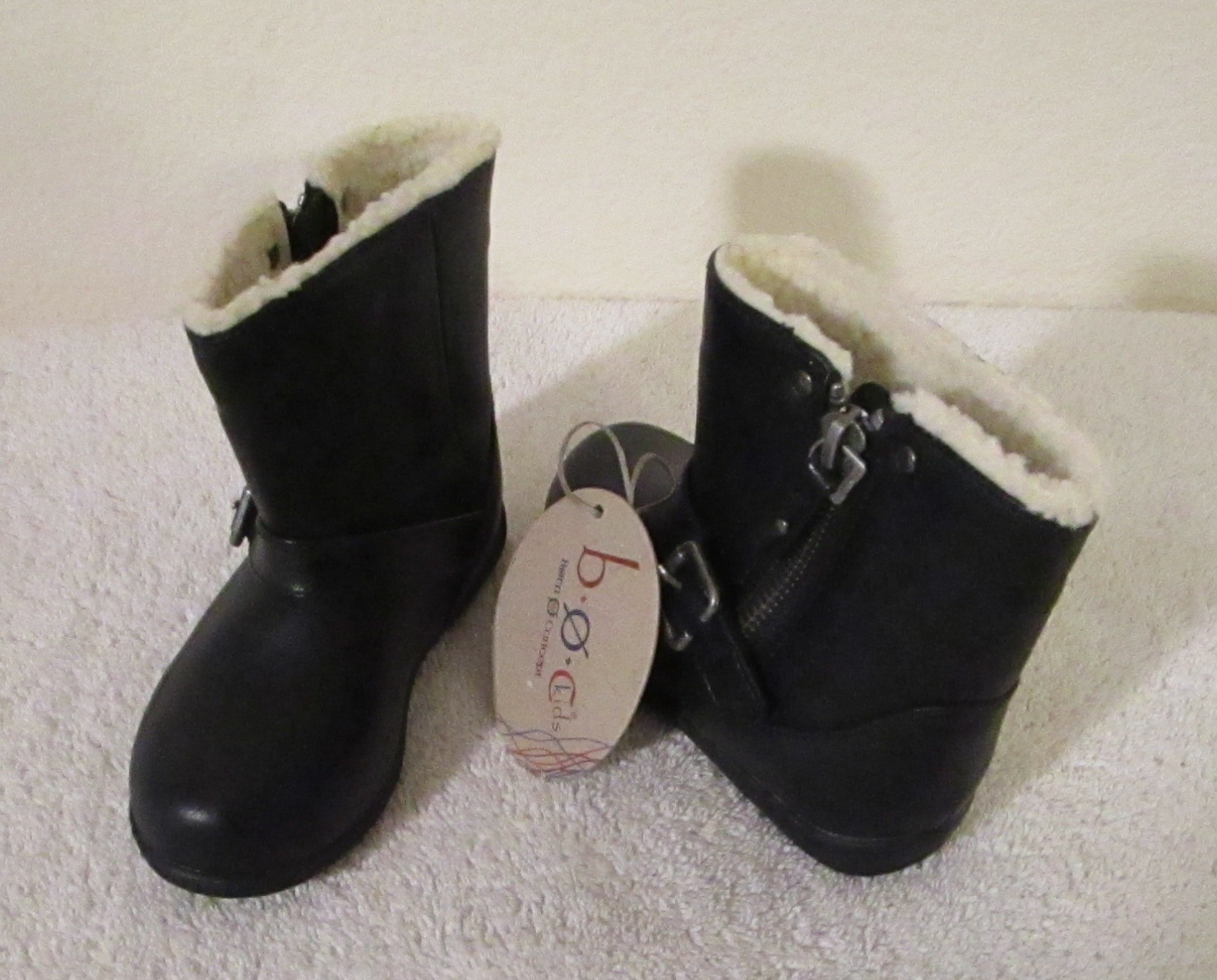 NEW BOC Polar Toddler Infant Girls Shearling Lined Boots 7 Black MSRP$42