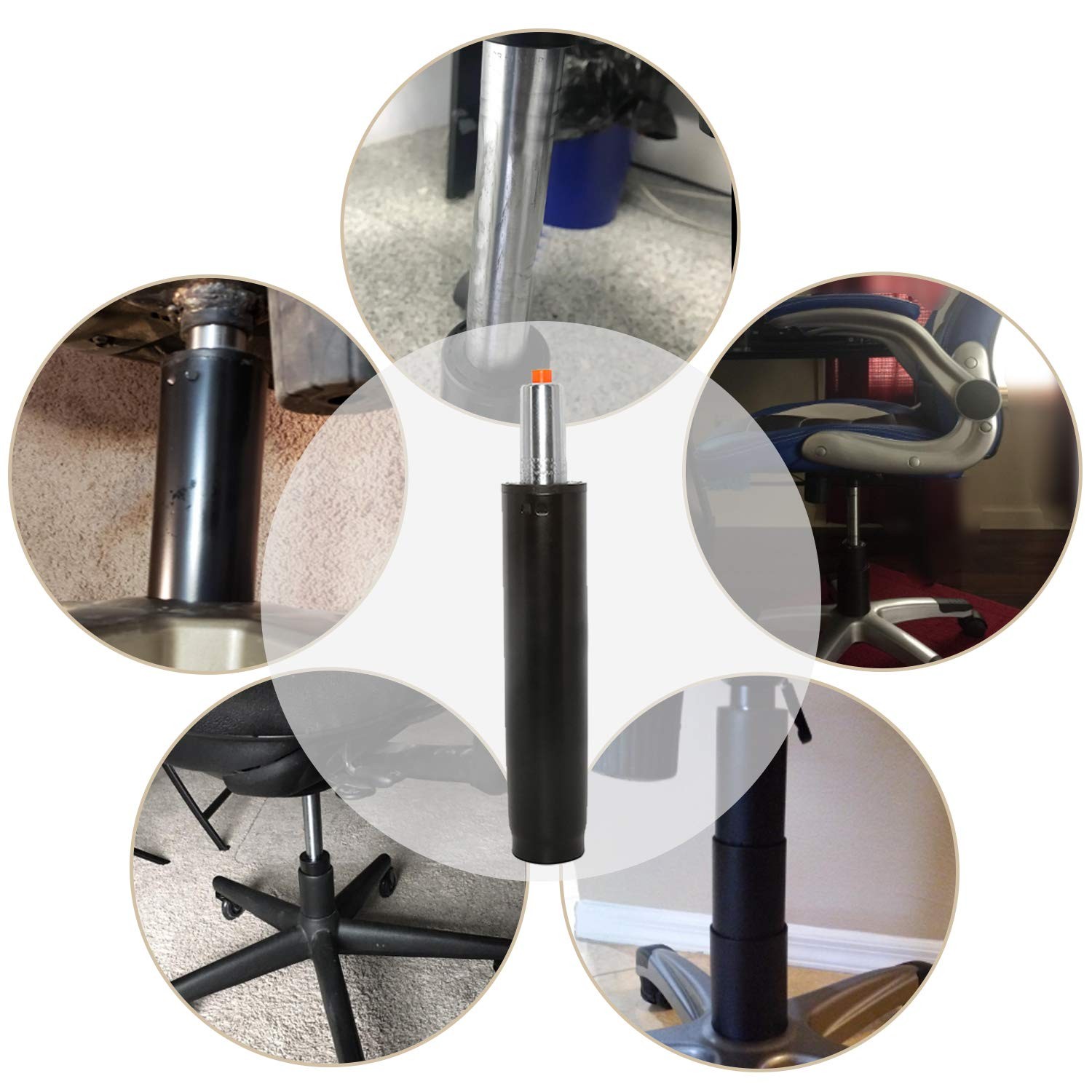Office Chair Gas Lift Cylinder Black 10.5" to 15.5" 5" Stroke 1000Lbs Fits Most