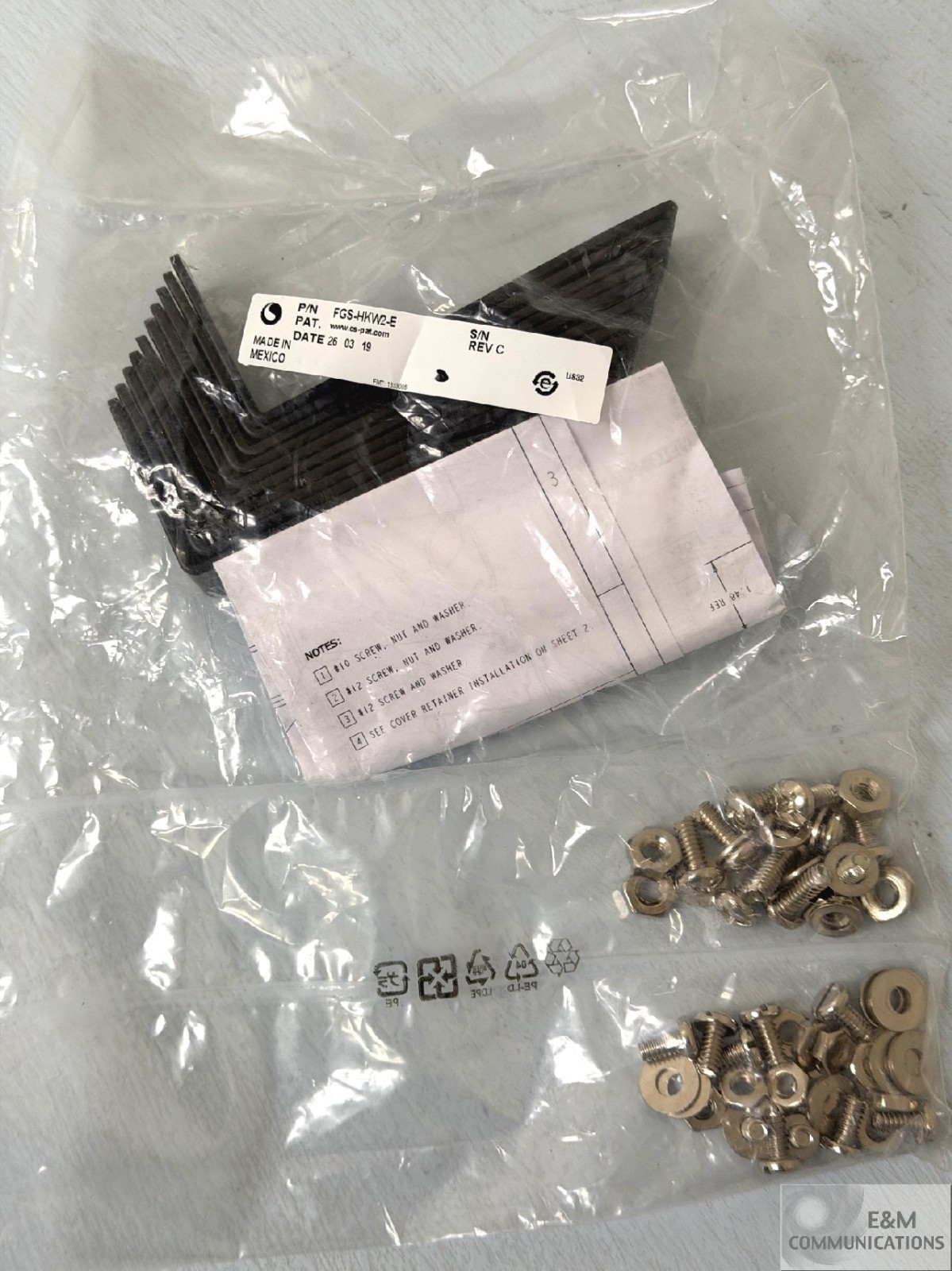 NEW FGS-HKW2-E ADC TE COMMSCOPE FIBERGUIDE 2X4 VERTICAL MOUNT KIT FOR KTW2-E
