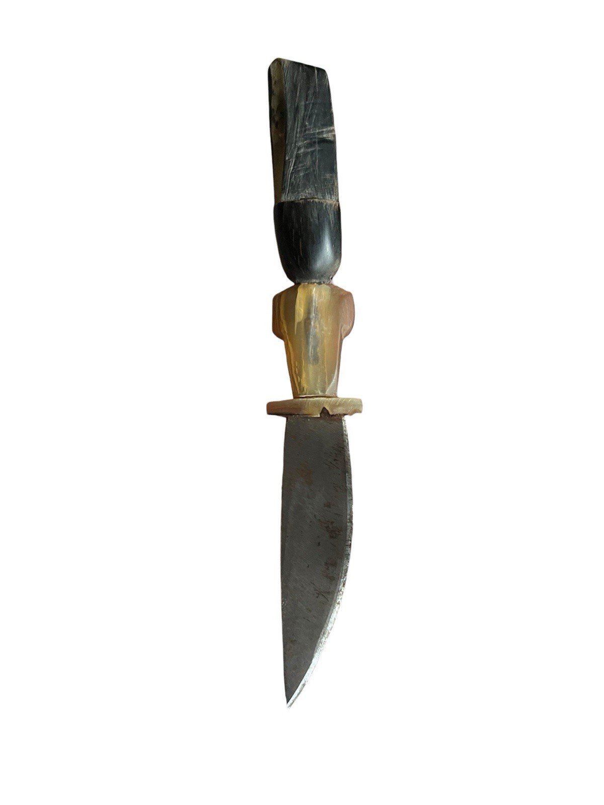 Guatemalan Chichicastenango Fixed Blade Knife W/ Sheath Carved Handle