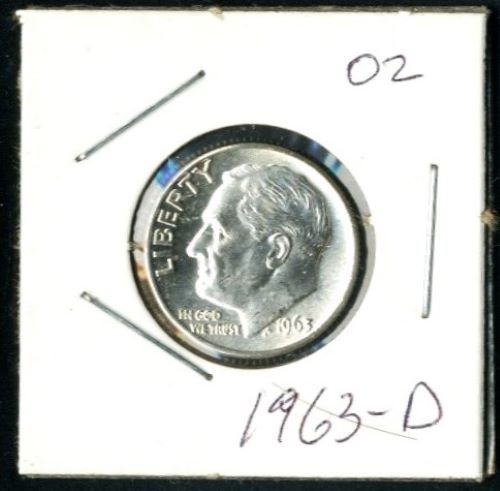 Roosevelt Dime  1963-D - BU - .0723 OZ. Silver Coin - LOT #03