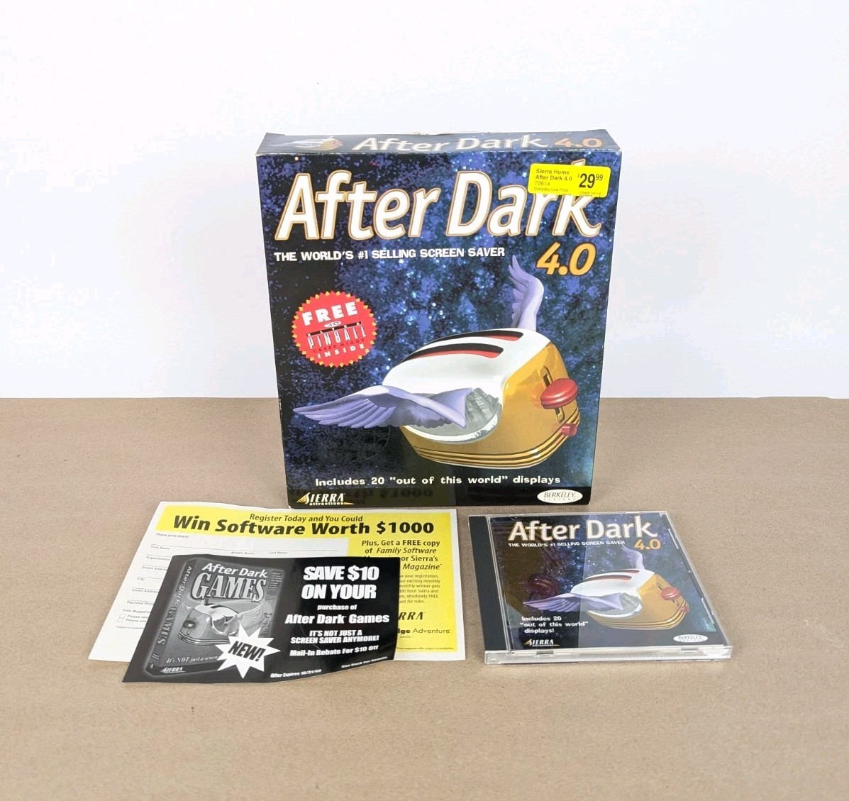 VTG 1998 After Dark 4.0 Screensaver Big Box Berkeley CD-ROM Windows 95/98, Mac