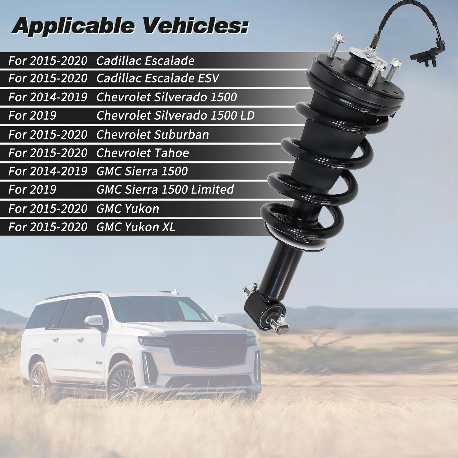 2× Front Shock Struts Assys For 2015-2020 GMC Yukon Cadillac Escalade 84977478