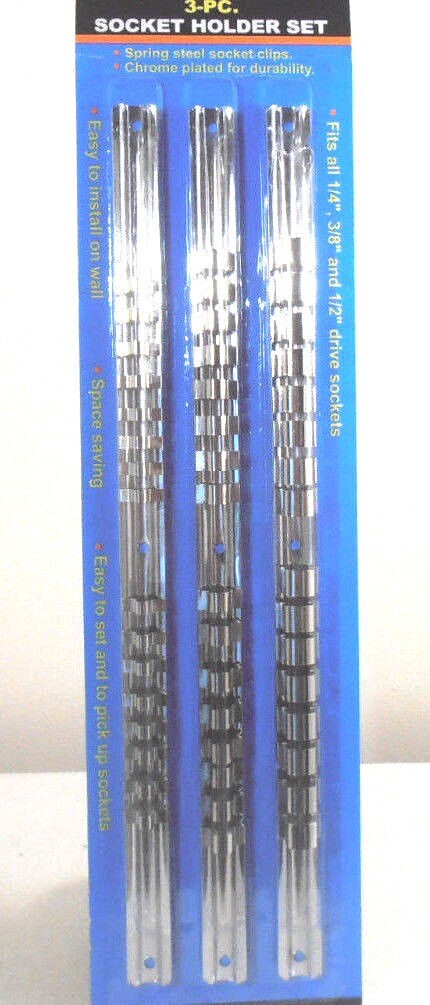 Socket Holder Set 1/4" 3/8" 1/2" Dr Tray Holder Organizer Wall Mount, ASPSH3PB