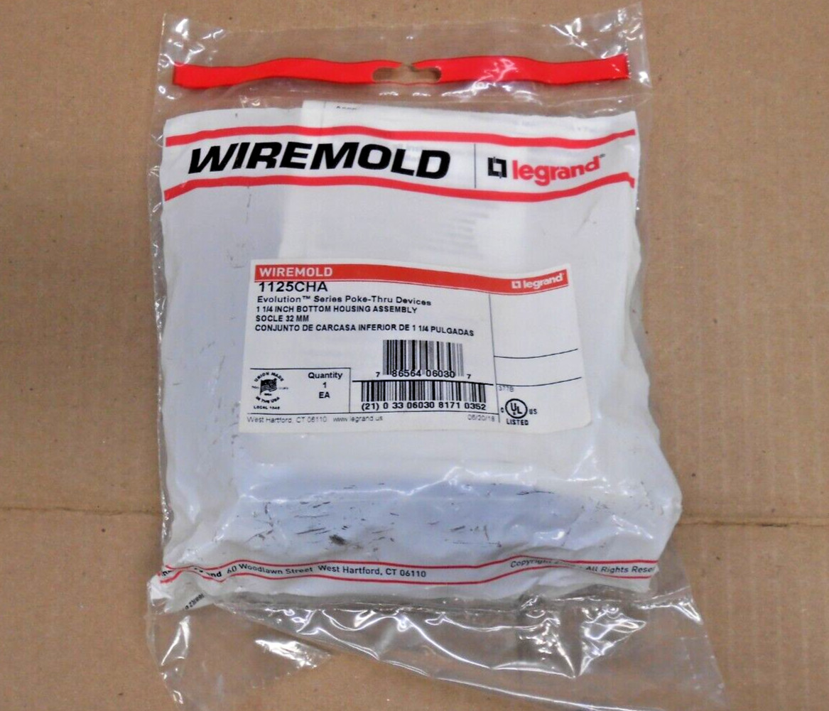 NEW WIREMOLD 1125CHA CONDUIT 1-1/4" BOTTOM HOUSING ASSEMBLY EVOLUTION  (5 AVAIL)