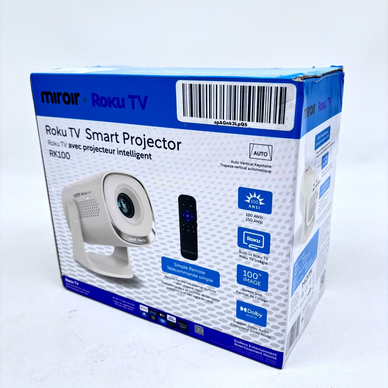 Miroir Roku TV Smart Projector with WiFi and Bluetooth 150 ANSI - Model RK100