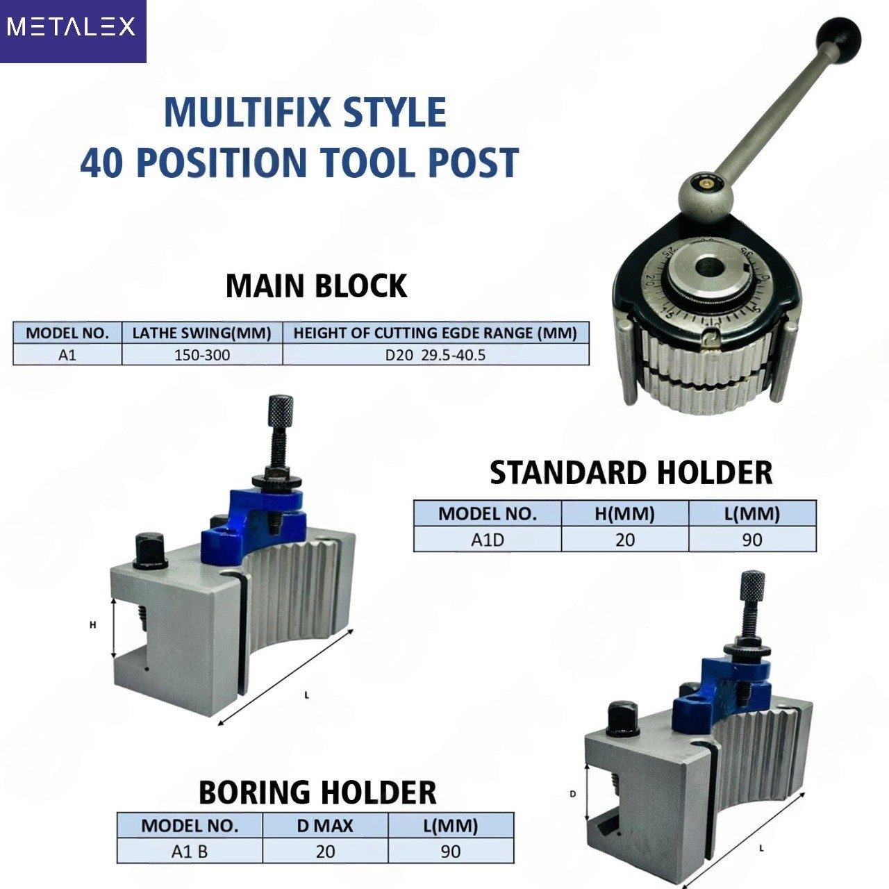 40 Position Quick Change Tool Post A1 Multifix WithAD2090 AB2090 Holder 540-100