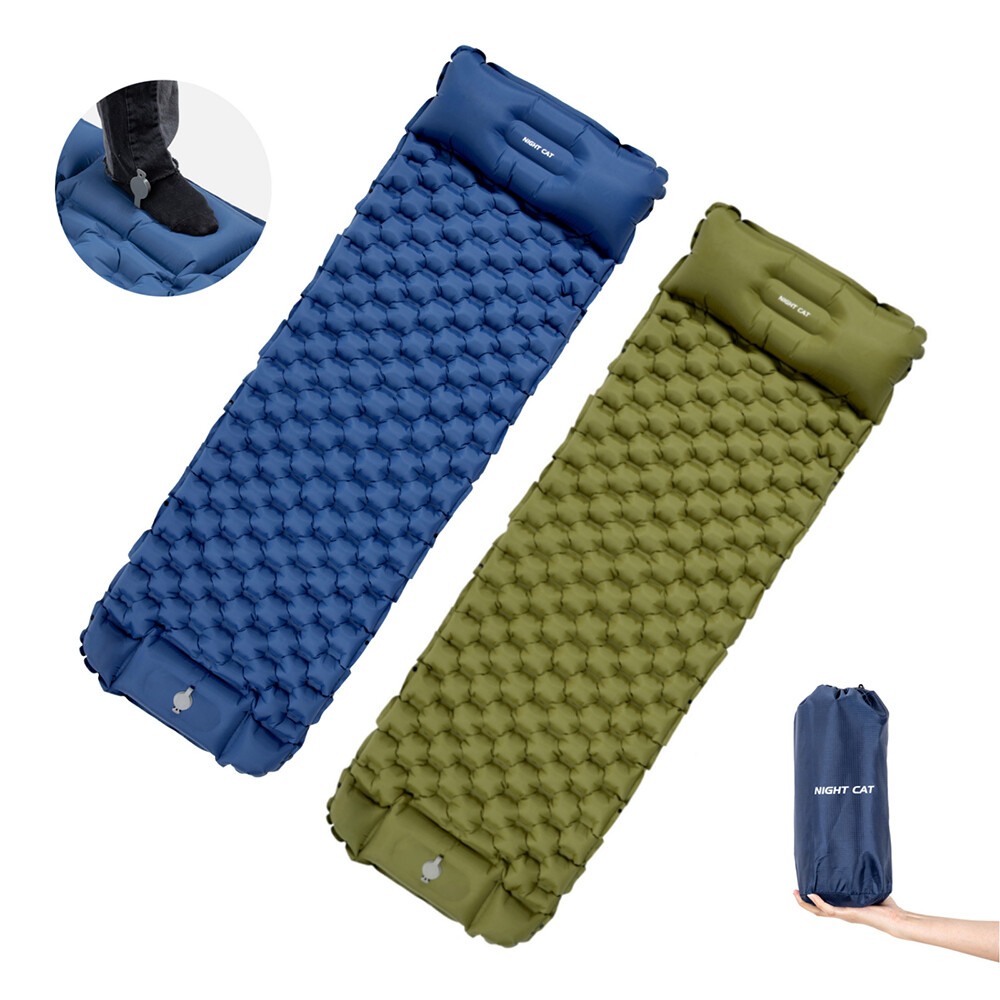 Camping Sleeping Pad Inflating Backpacking Air Mattress with Pillow and Air Bag