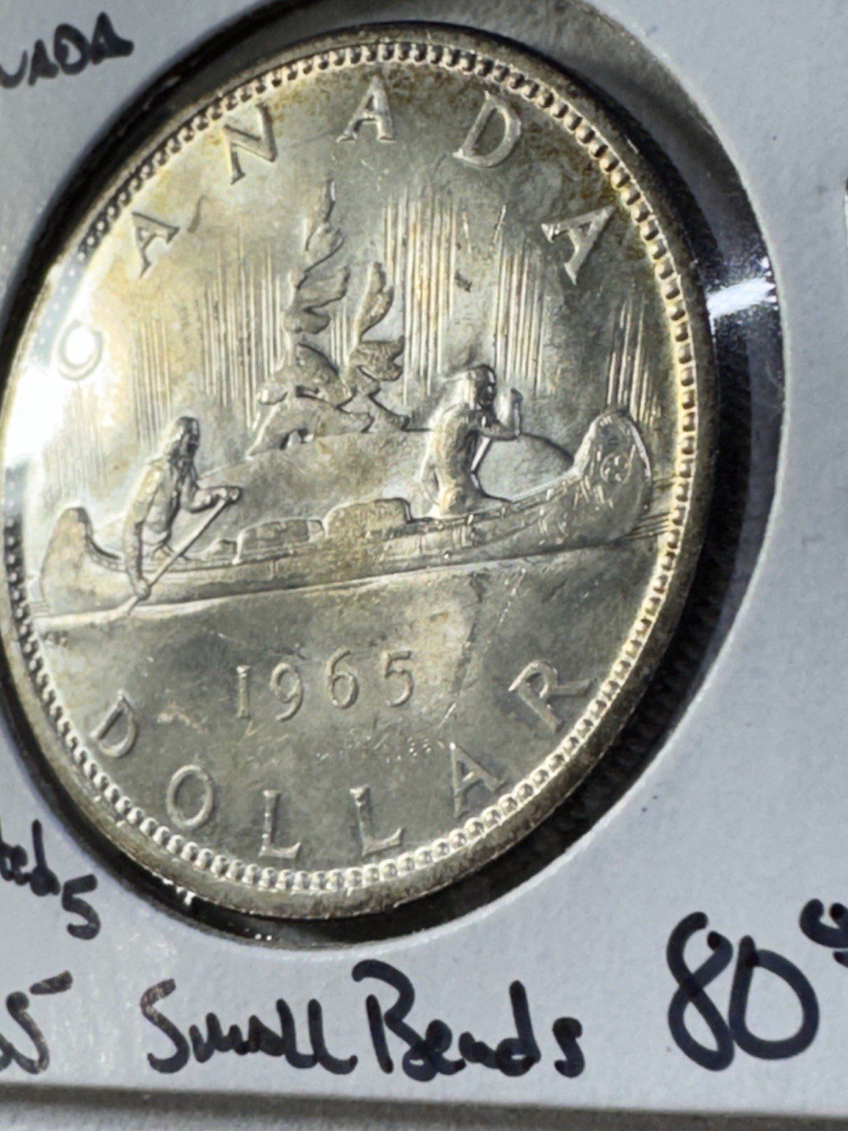 1965 Canada $1 Silver Coin Pointed 5 Small Beads