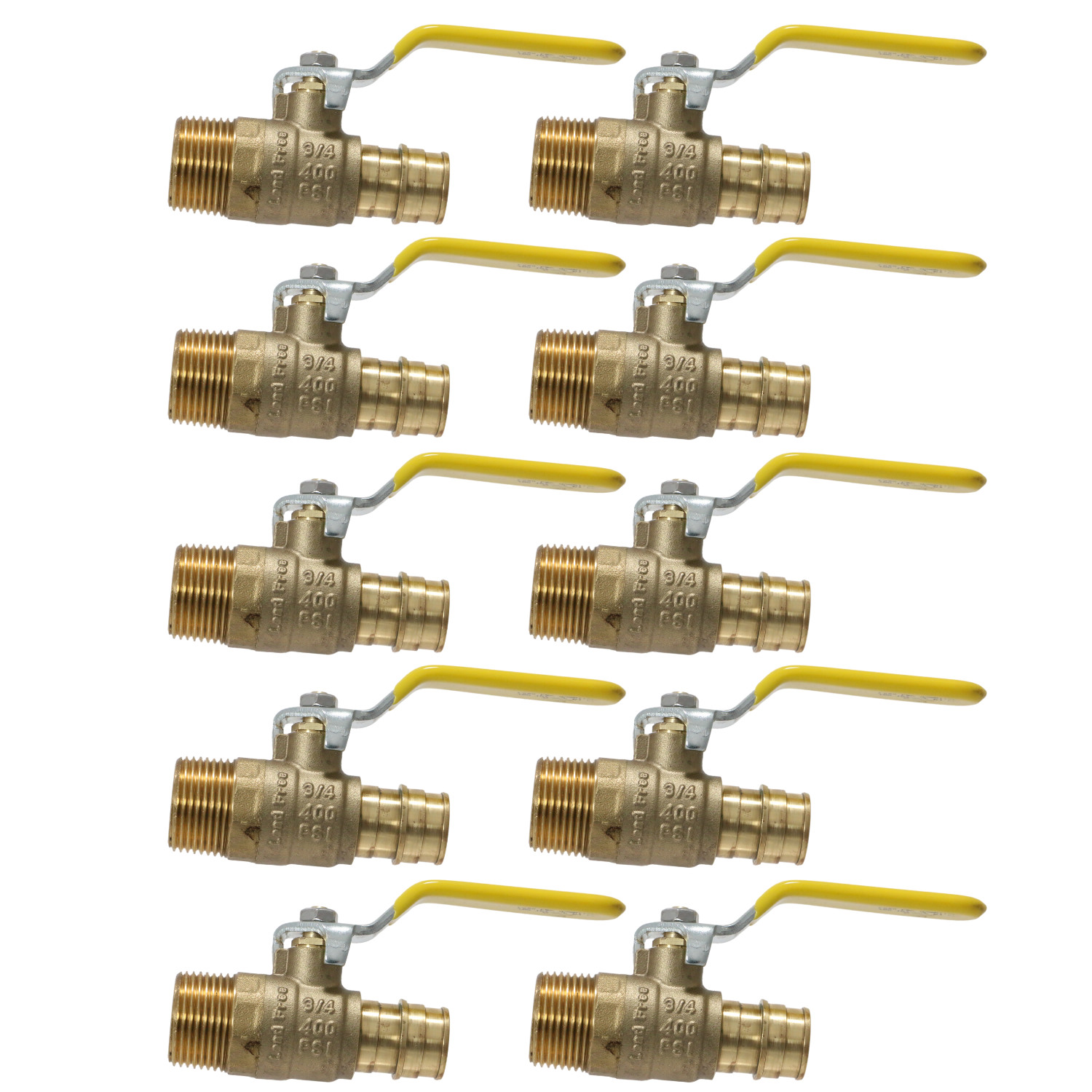 10 Pack XFITTING 3/4" Pex A Expansion x 3/4" Male Ball Valve, F1960 MNPT