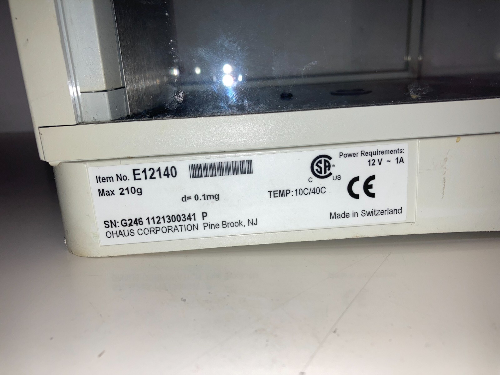 Draft Shield for Ohaus Explorer E12140 Analytical Balance Lab Scale - Used