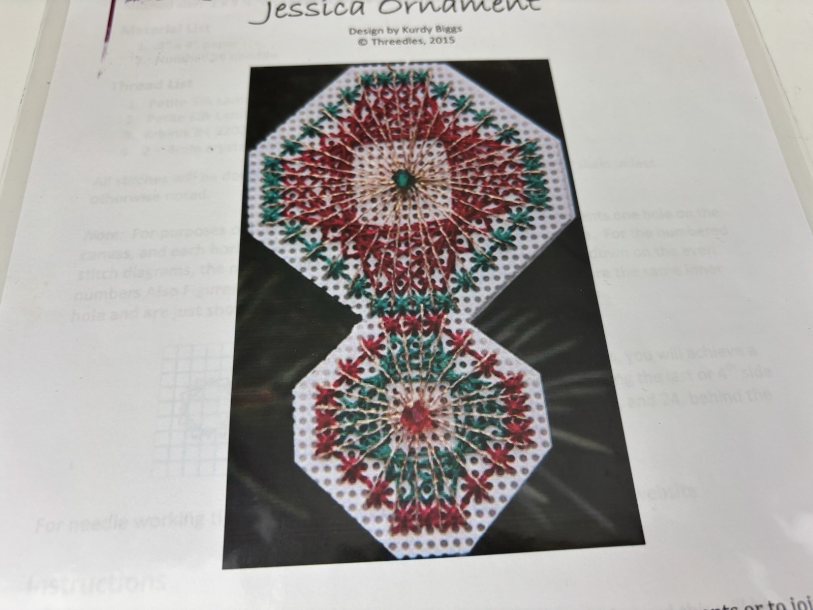 Threedles Needleart Designs Jessica Ornament Needlepoint Pattern 2S
