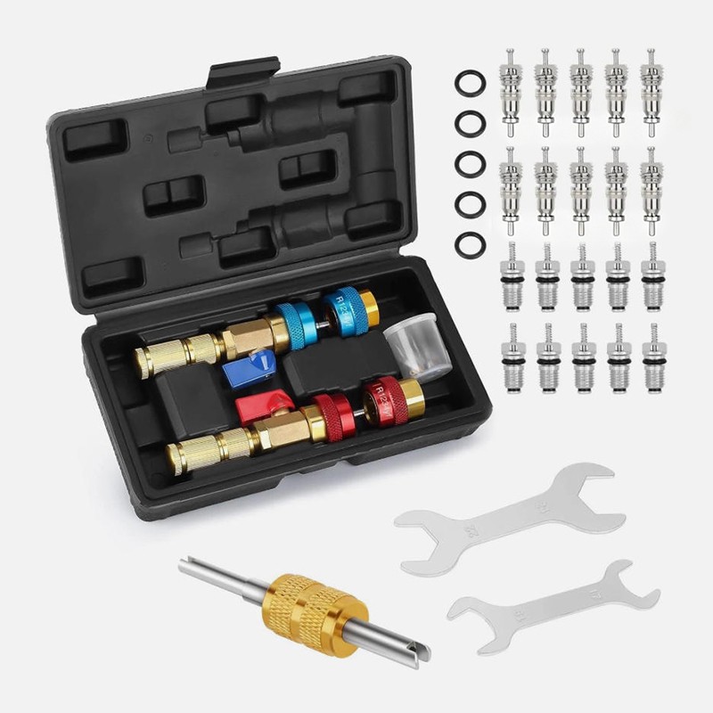 R134A R1234YF Valve Core Quick Remover Installer Tool Set, High Low Pressure US