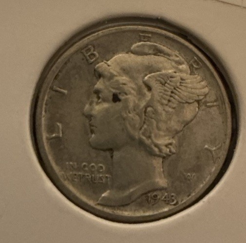 1943 Mercury Dime “IN COD WE TRUST” Mint Error 90% Silver Full Bands