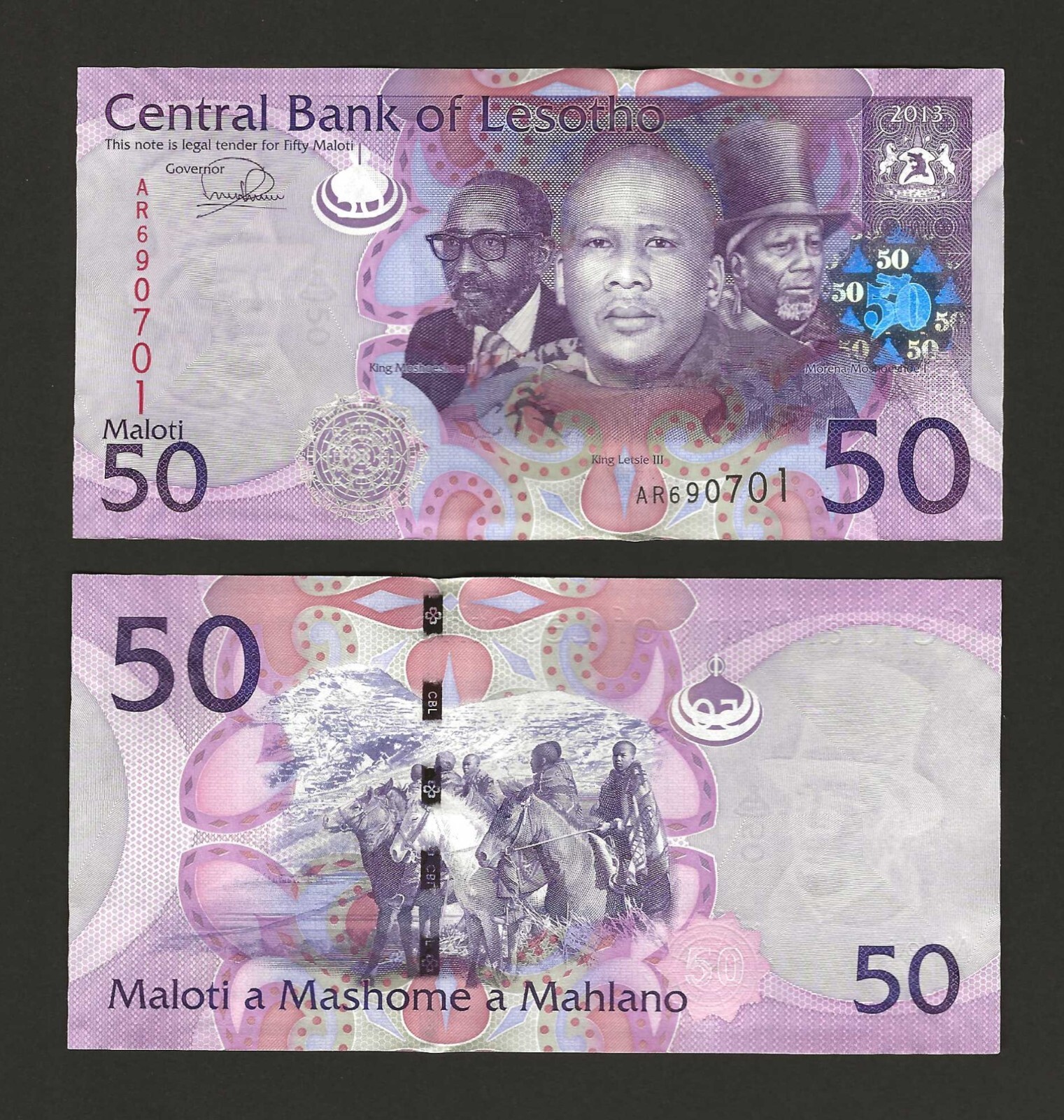 LESOTHO 50 Maloti 2013, P-23b, Older Series, Pack Fresh Original UNC Grade