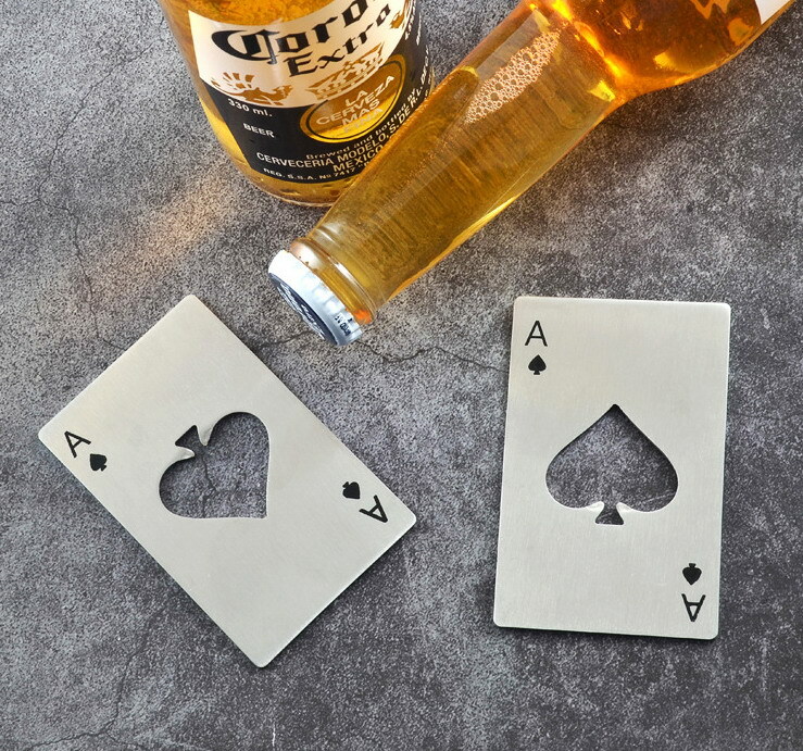 2x Poker Card Ace Bottle opener Beer Cap opener Casino Poker Shaped Can Opener