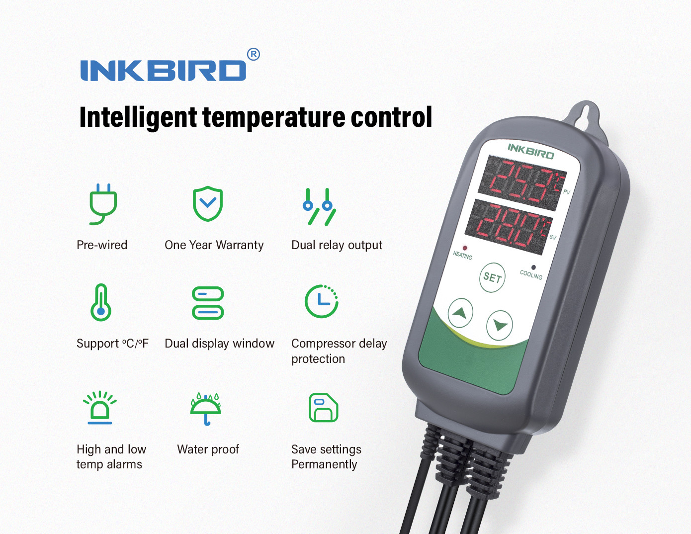 Inkbird Digital 110V Digital Temperature Controller thermostat temp control fan