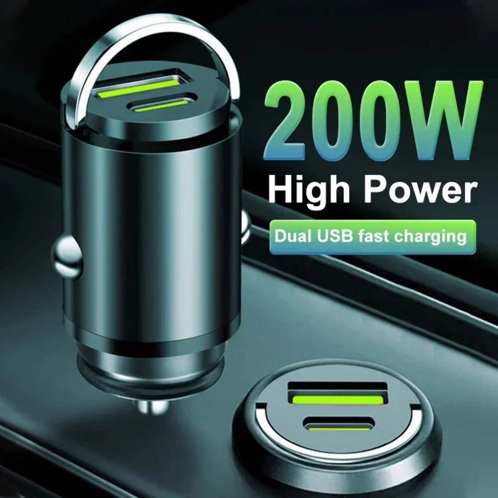 200W 100W Invisible Fast Car Charger Mini Flush Fit Cigarette Lighter Adapter