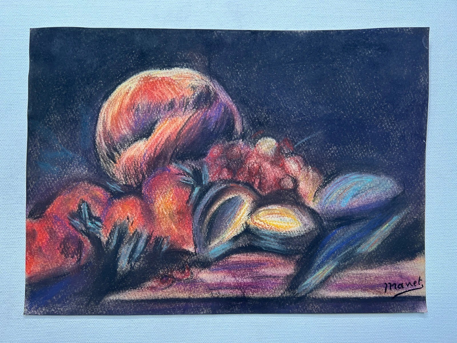 Edouard Manet Drawing on paper (Handmade) signed and stamped mixed media.