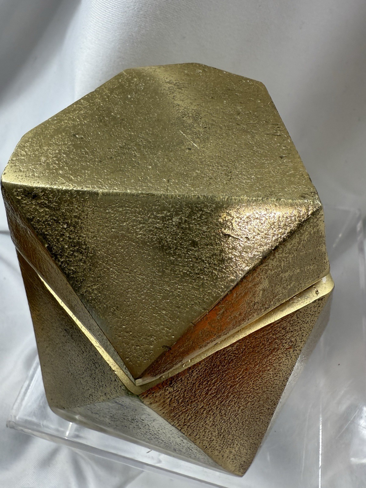 Geometric Lidded Box Gold Tone