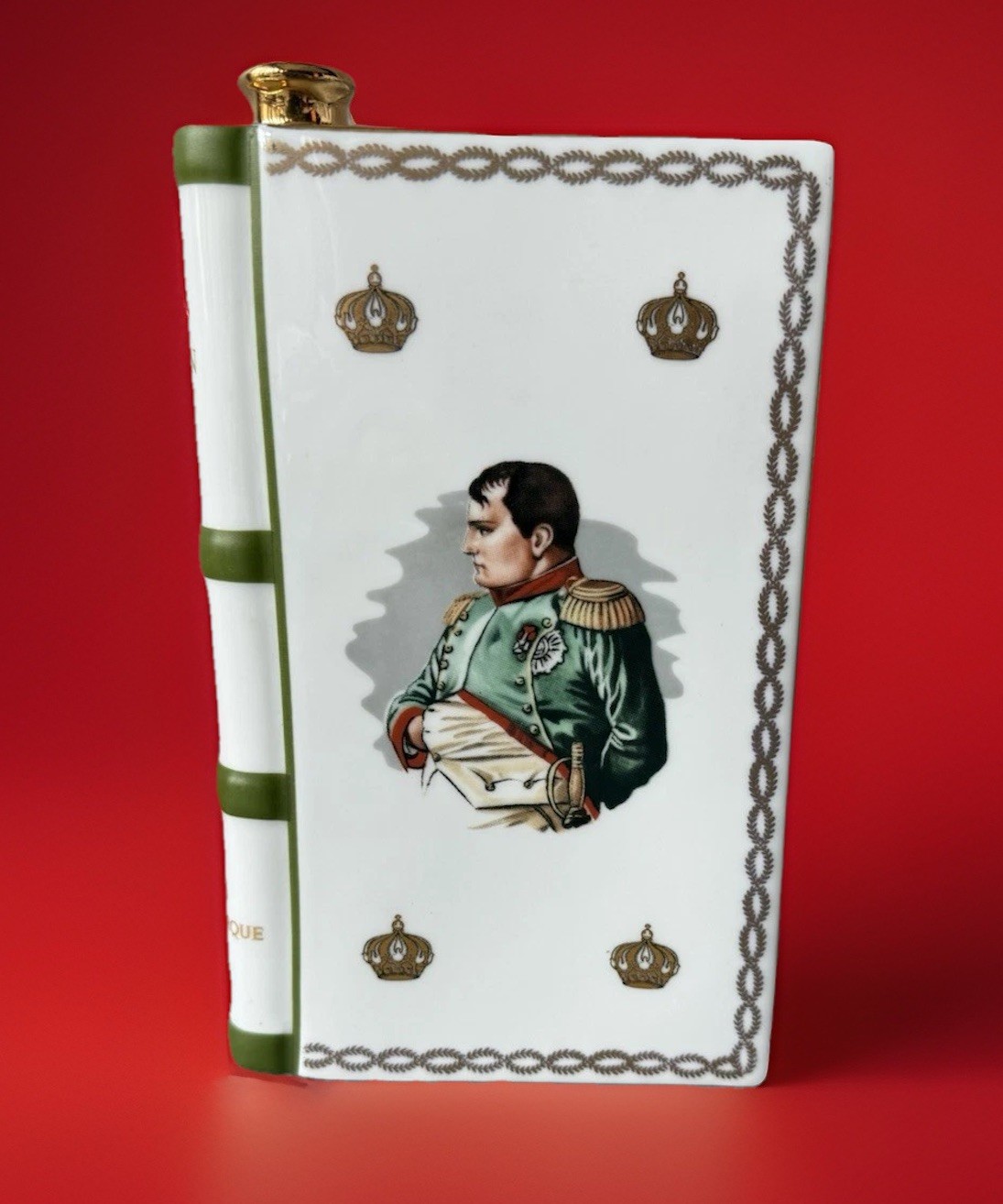 Camus Napoleon Cognac Empty Bottle Decanter Book Shaped Gilded Limoges France