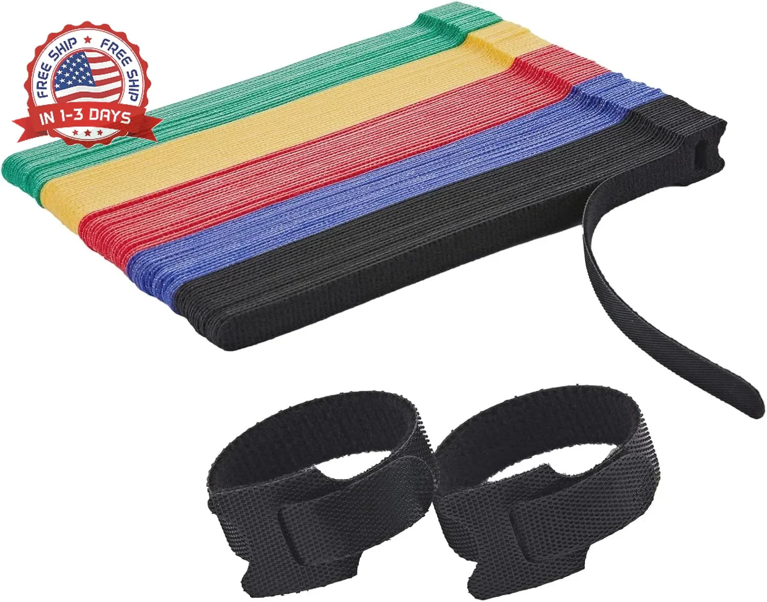 100 PCS Reusable Cable Ties with Hook and Loop, Multi-purpose Adjustable 8 Inch