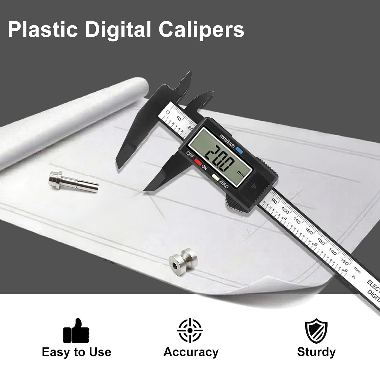 Portable Digital Caliper 0-6 Inch, Precise Measuring Tool for Home Projects