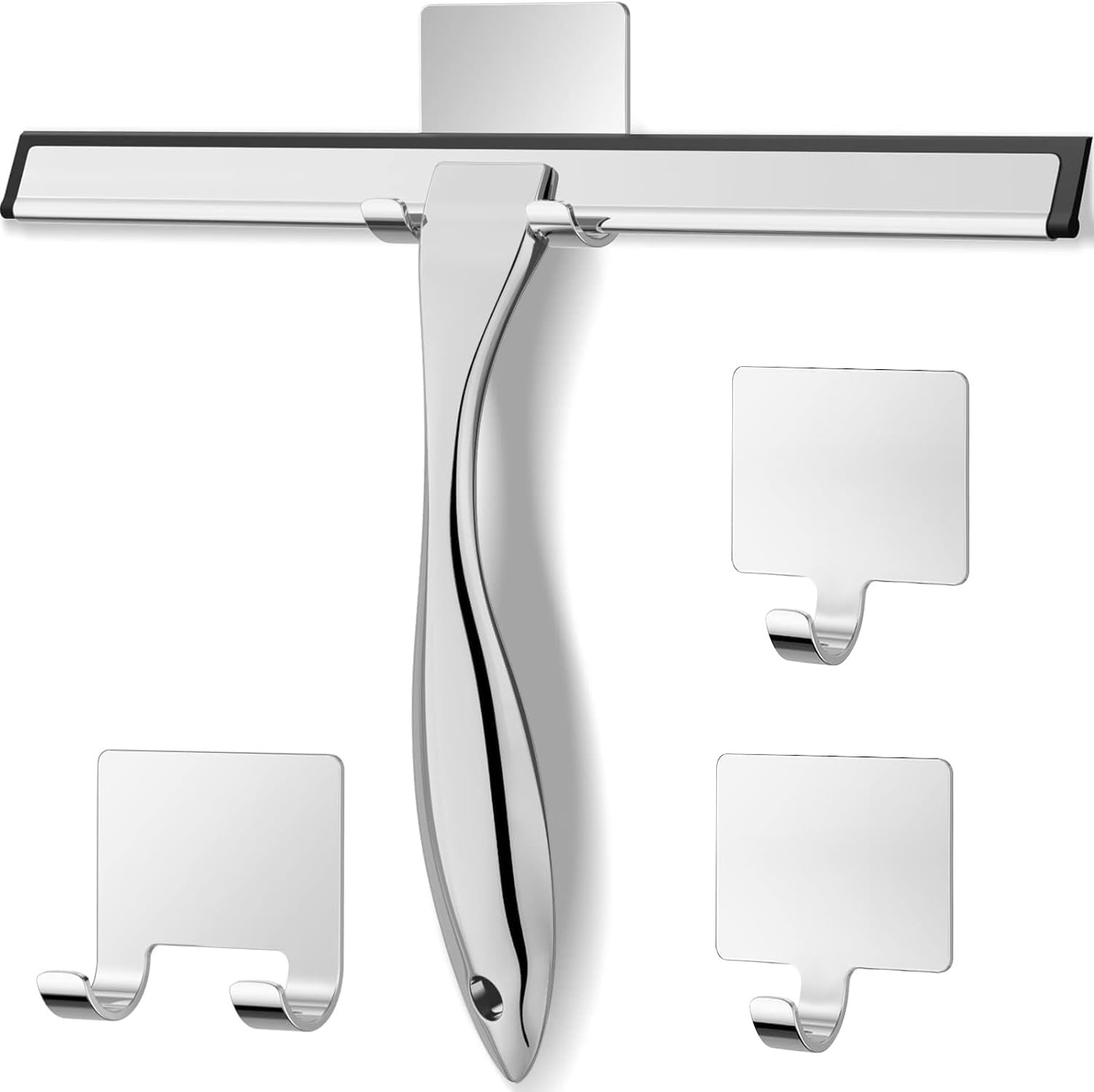 Shower Squeegee for Glass Doors, Stainless Steel Bathroom Squeegee with 3 Kinds