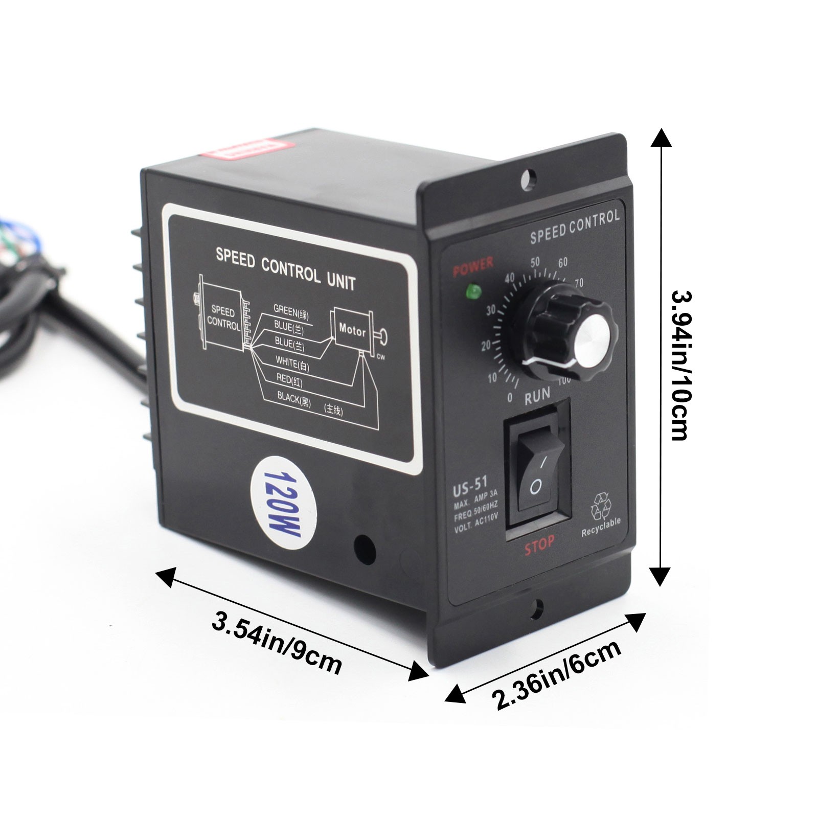 AC 110V Electric Motor Speed Controller Reversible Switch Regulator Switch 120W