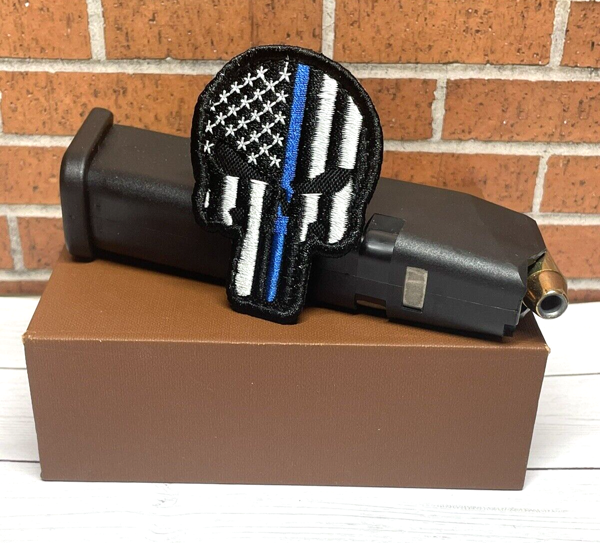 Punisher Patch, Embroidered Skull Tactical Morale Thin Blue Line Punisher Patch