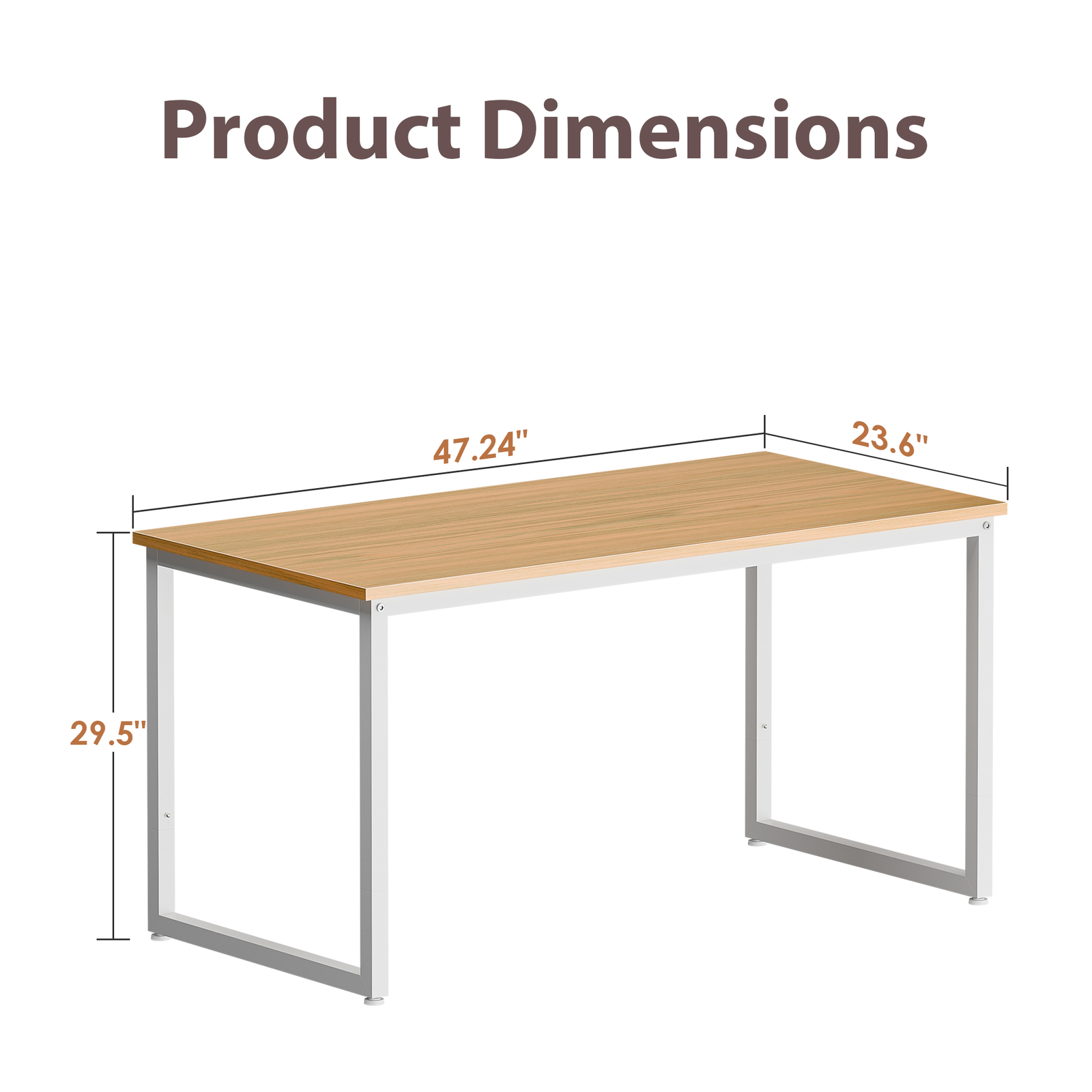 47" Modern Espresso Rectangular Dining Table Office Desk Computer Table, Natural