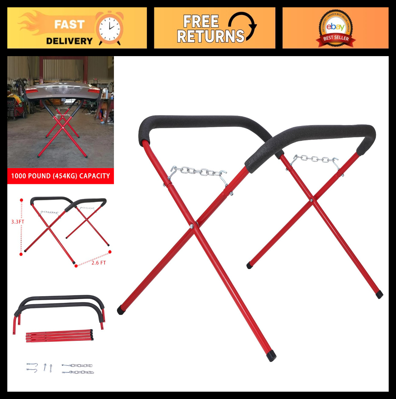Heavy-Duty Portable Folding Workbench, 1,000 lb Capacity, Garage & Shop Table