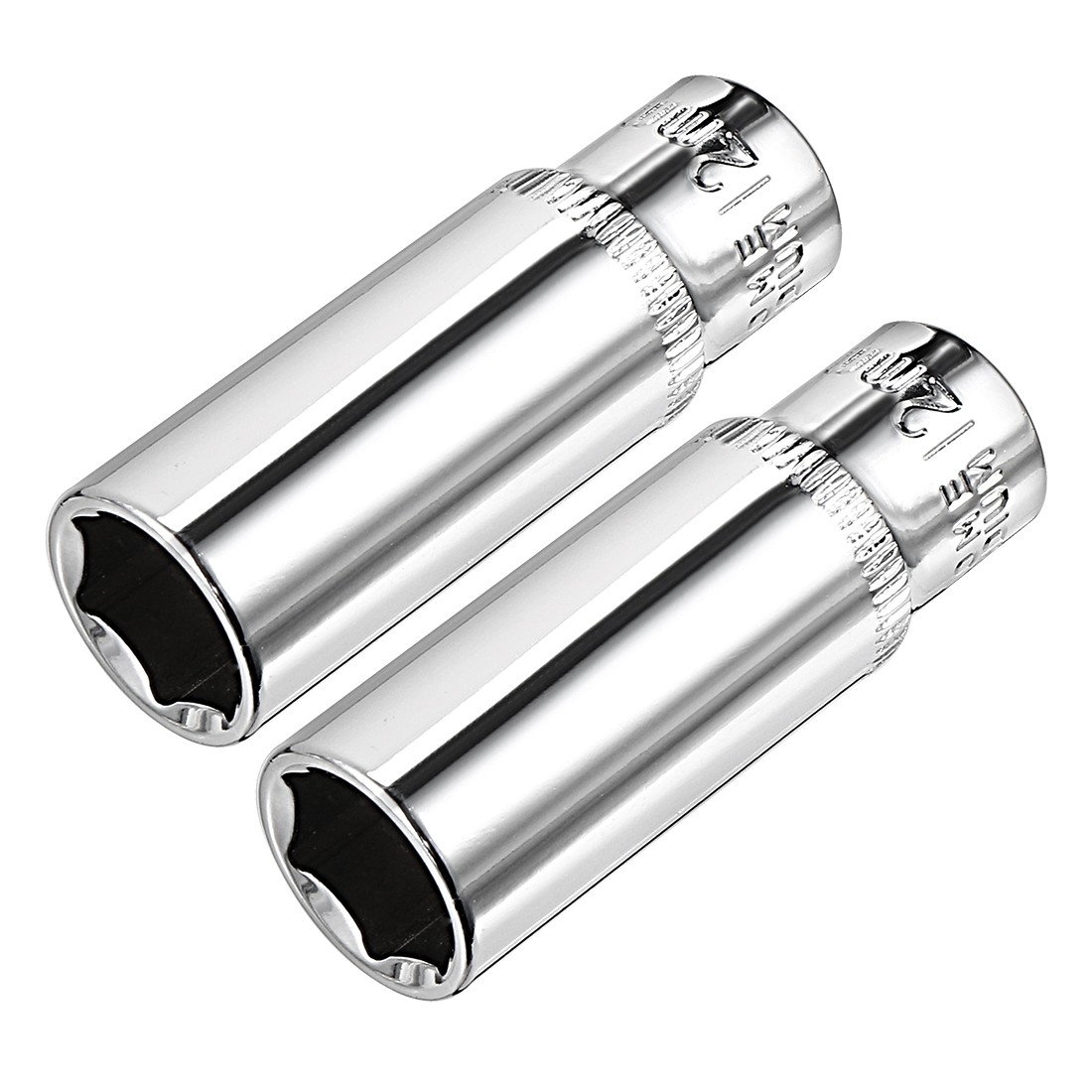 2Pcs 1/4 Inch Drive 12mm Cr-V 6-Point Deep Socket