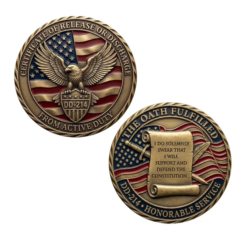 DD-214 Certificate Of Release Challenge Coin Veteran Oath Collectable 1-pc
