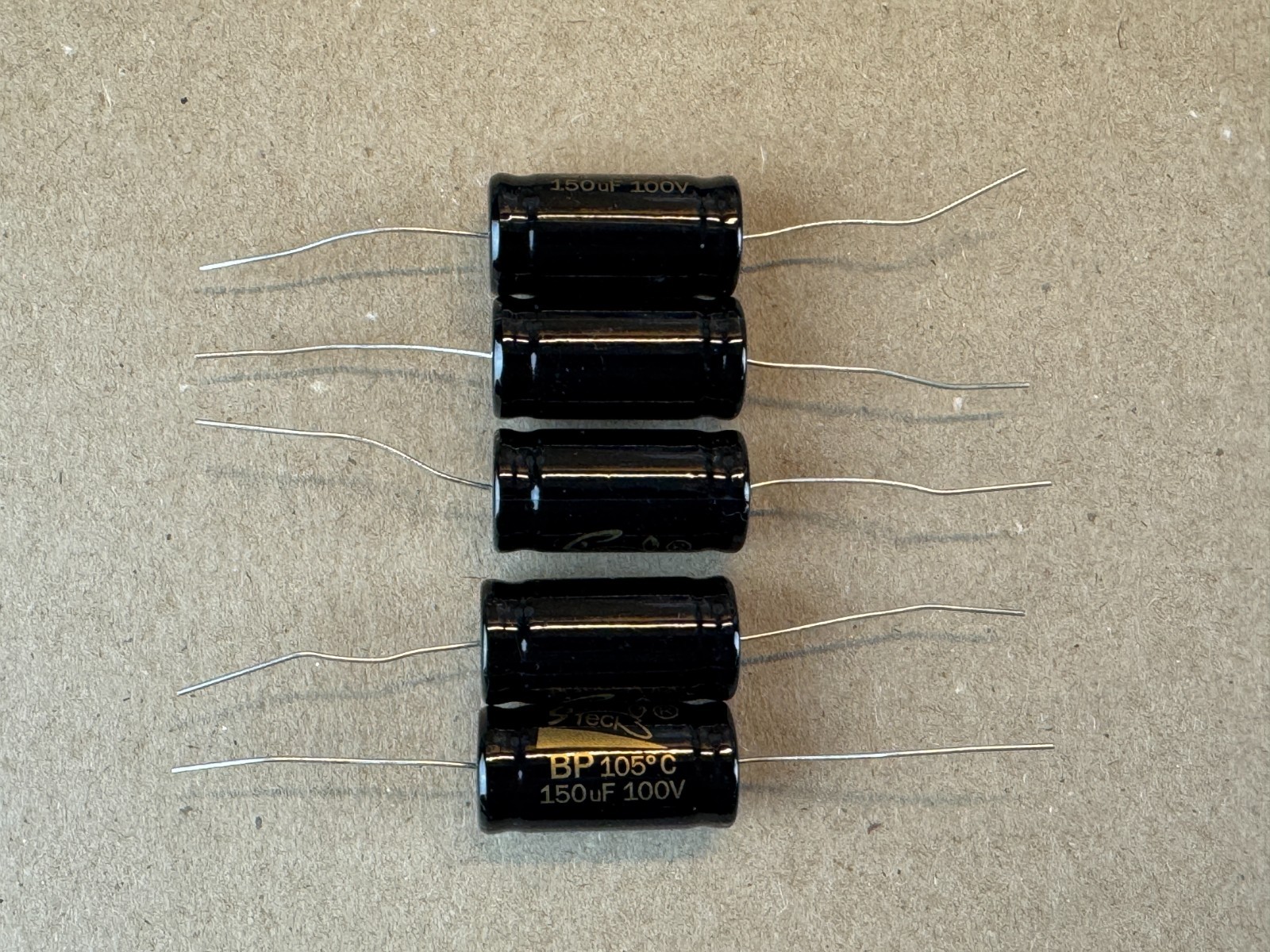 5 New Supertech 150 uf 100v BIPOLAR Axial Capacitors Guitar Tube Amp Crossover