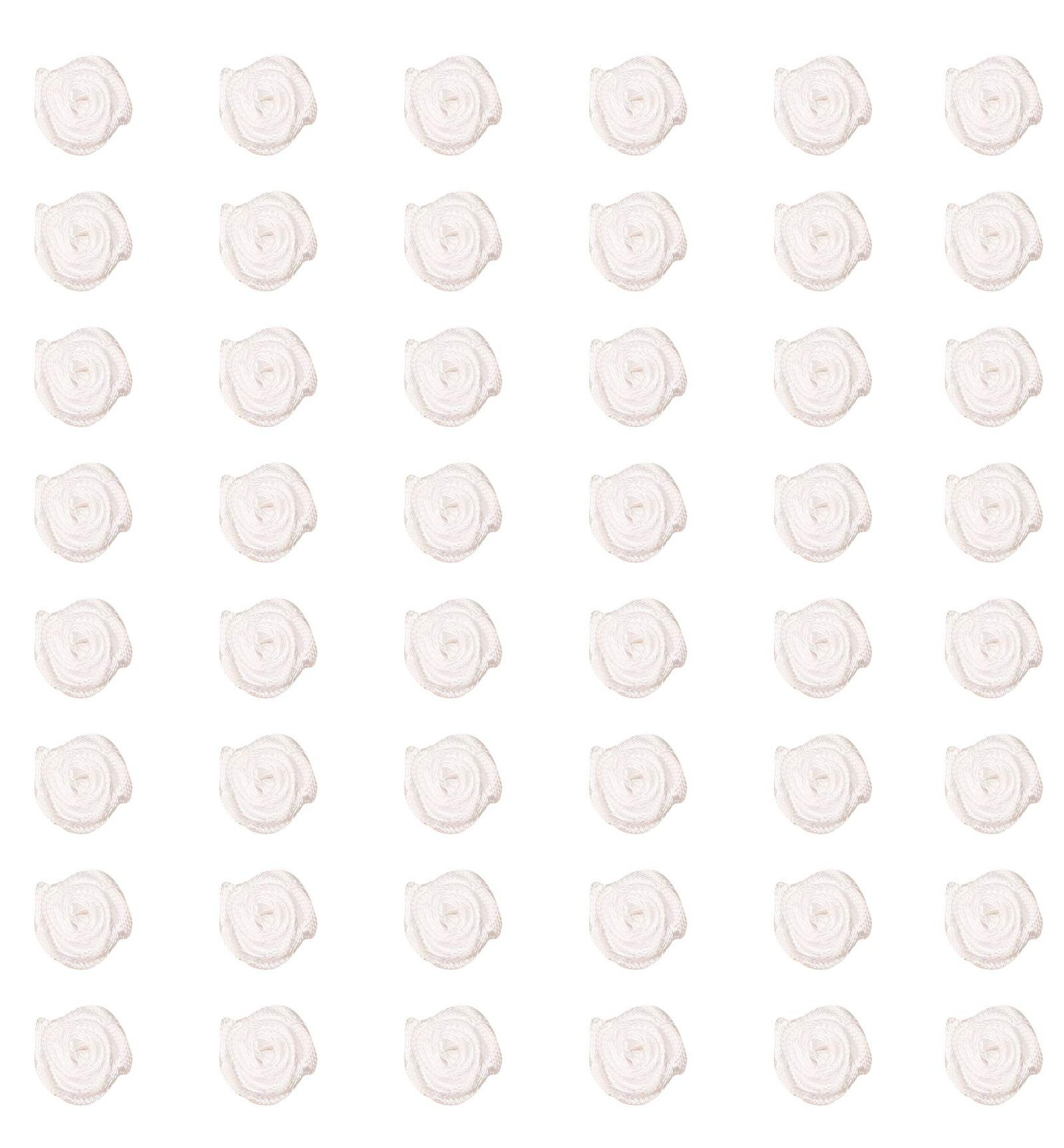 50 PCS White Satin Ribbon Roses Mini Flowers for DIY Craft Scrapbooking