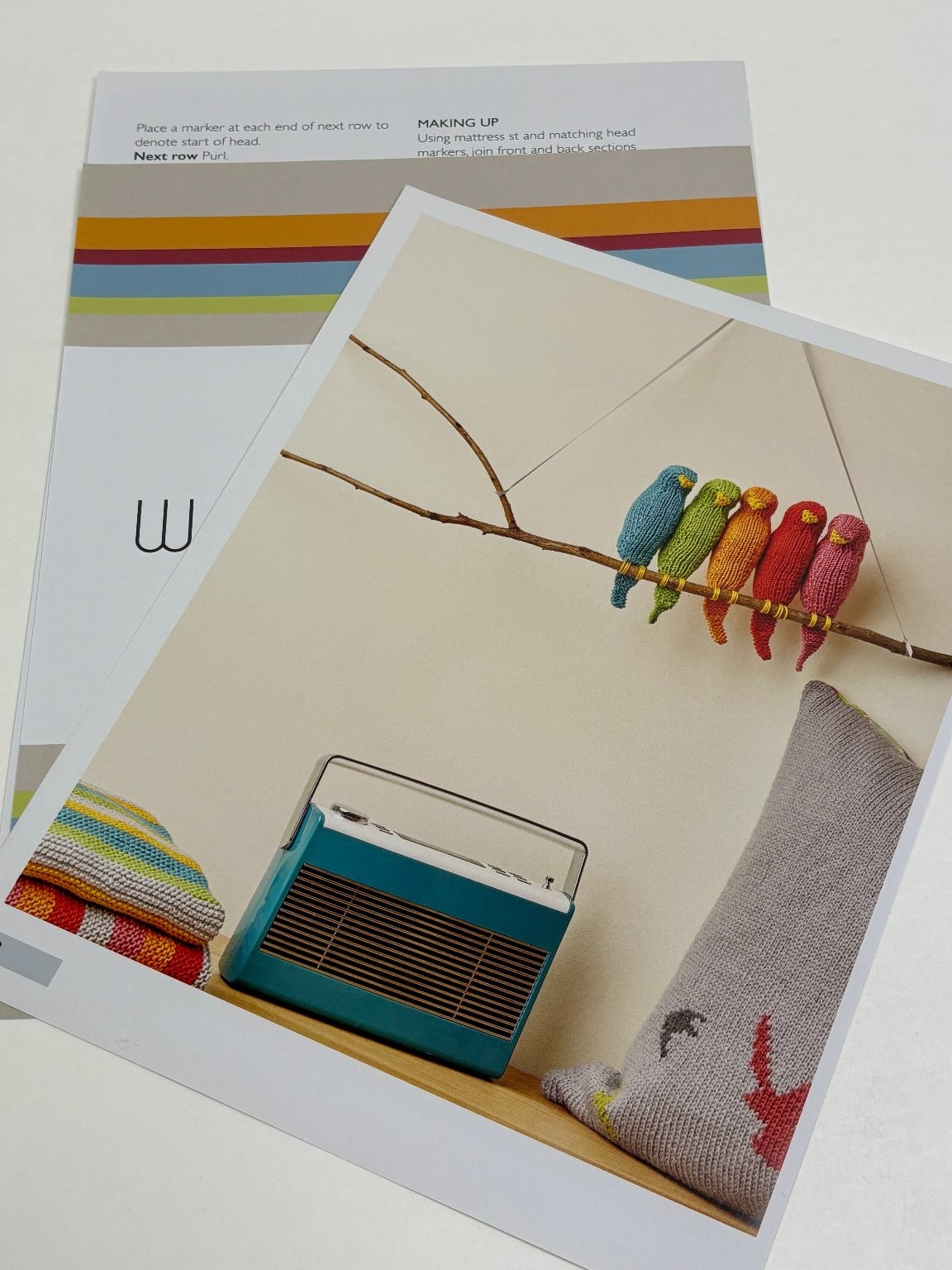 Flock Wall Hanging Birds Knitting Pattern Pages from Book