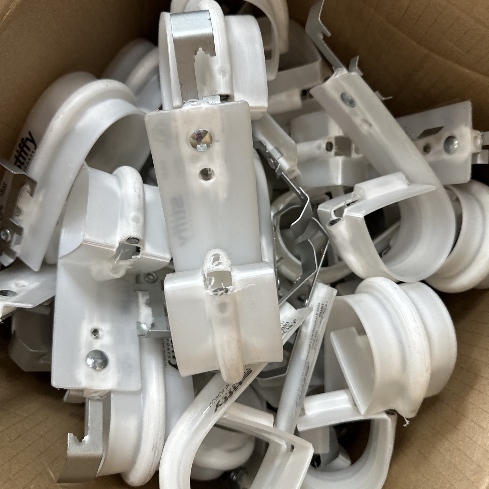 NEW 50-Pack STIFFY CEA-20102 White J-Hooks with Comfort Cradle 2"