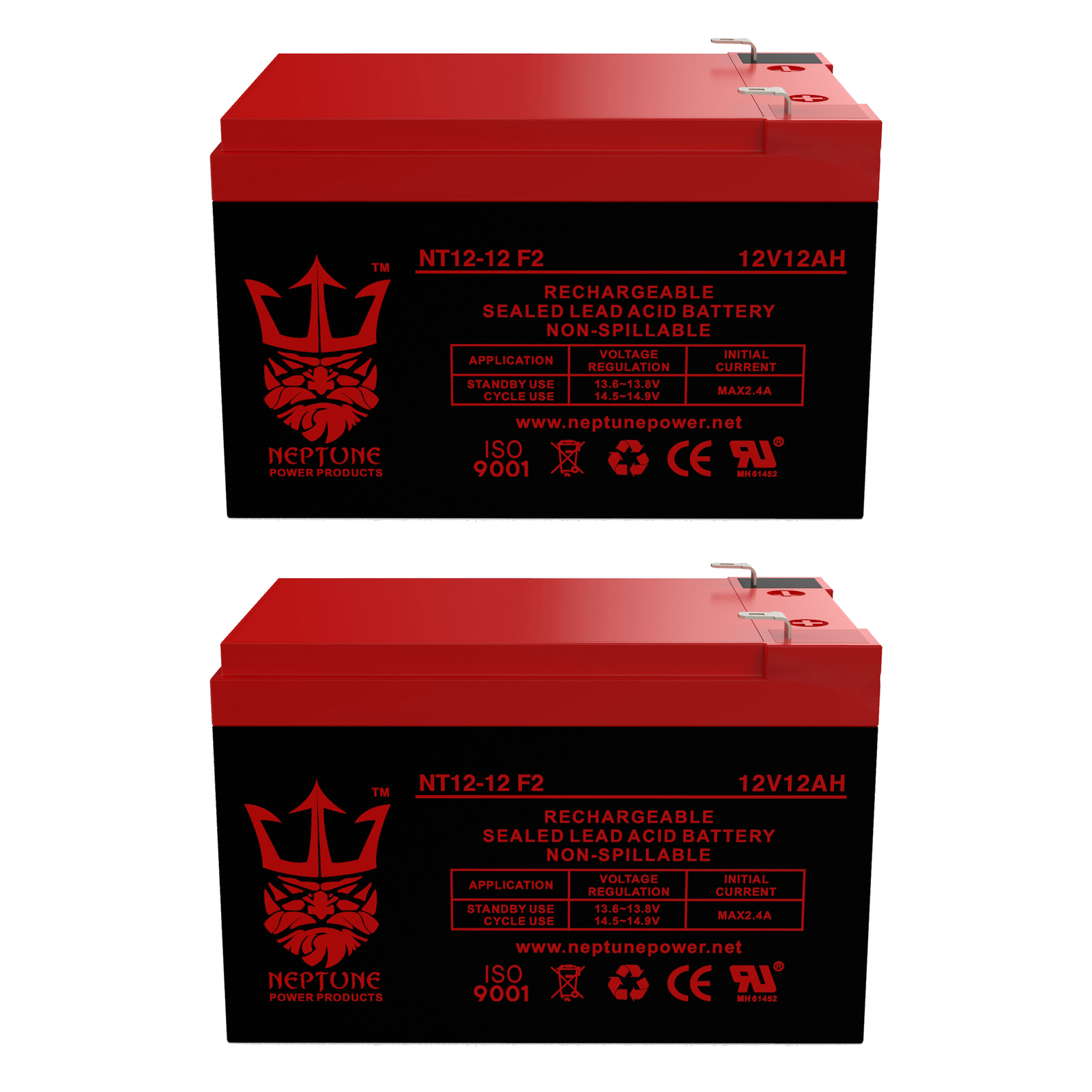 2 Pack - 12 Volt 12 Ah Pride Mobility SC52 Sonic Scooter Replacement Batteries